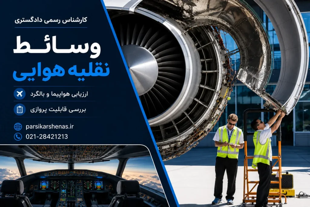 کارشناس رسمی وسائط نقلیه هوایی در حال ارزیابی موتور هواپیما